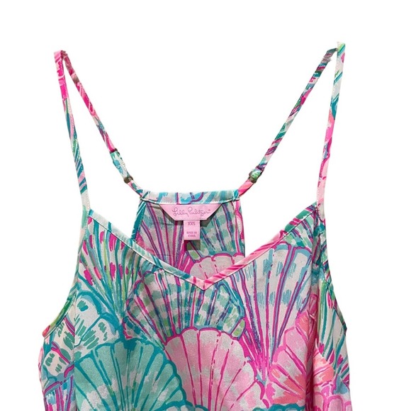 Lilly Pulitzer Oh Shello Dusk Racerback Silk Tank Top Pink Blue size XXS - Picture 5 of 8
